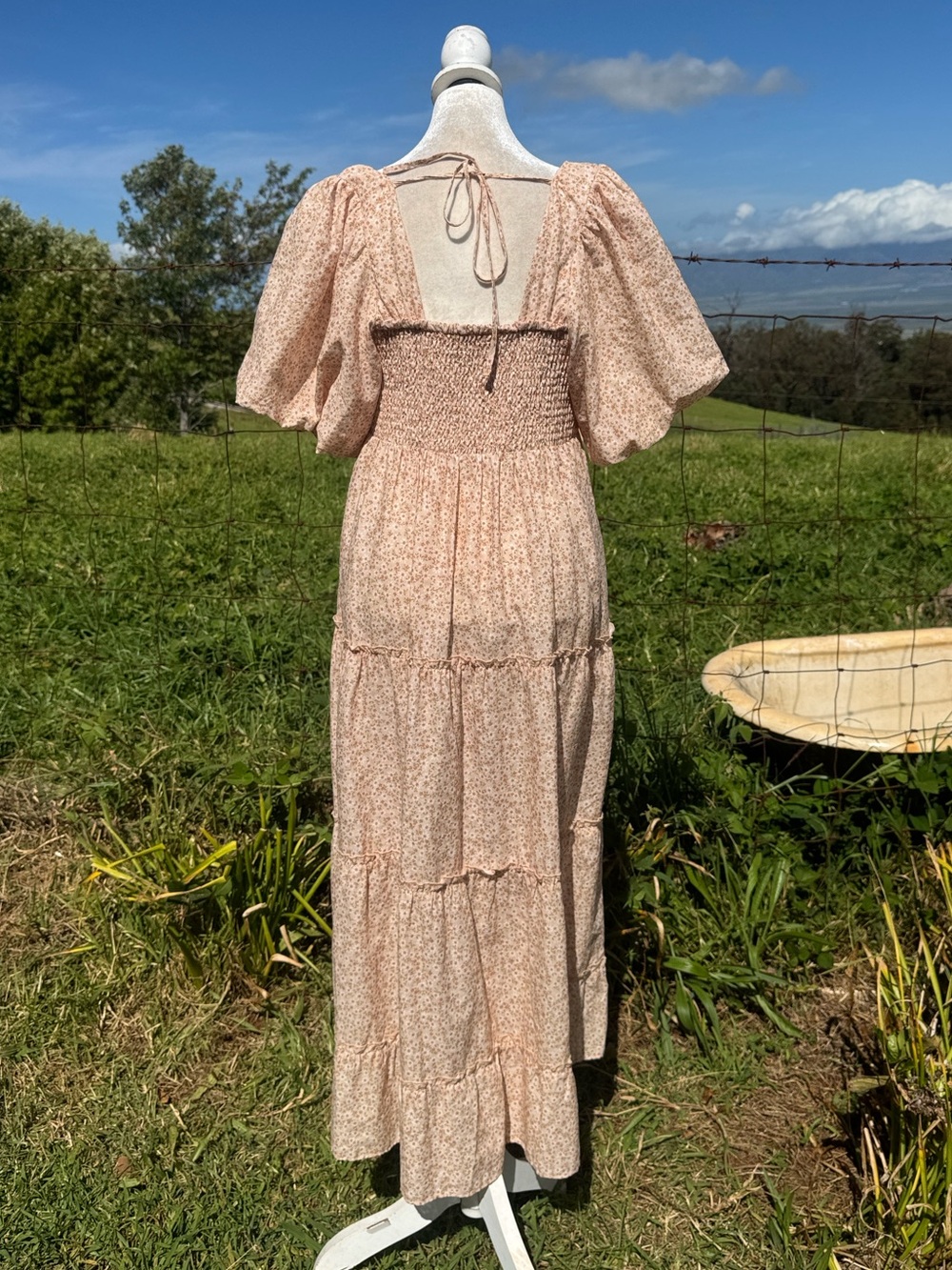 Show Me Your Mumu Odette Midi Dress Ditsy Floral Linen Blend Peasant Feminine L - Picture 7 of 11